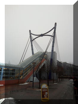 Railway station footbridge in Hassleholm, Sweden